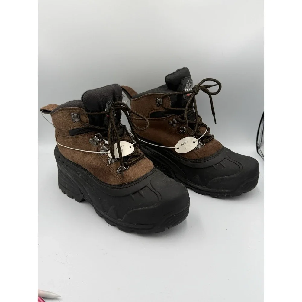 Itasca Windsor Thinsulate Winter Snow Boots Brown Leather Men's Size 9